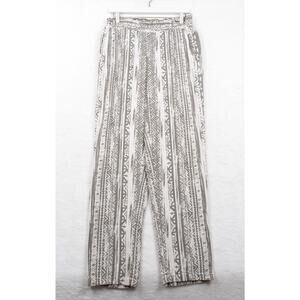 CALI 1850 Linen Blend Pull On Lounge Pants Beachy Coastal Pockets‎ Taupe White L